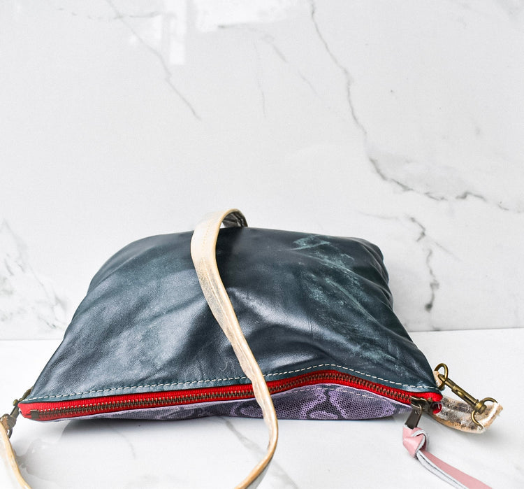 Vivi Purple Snake/Navy Crossbody
