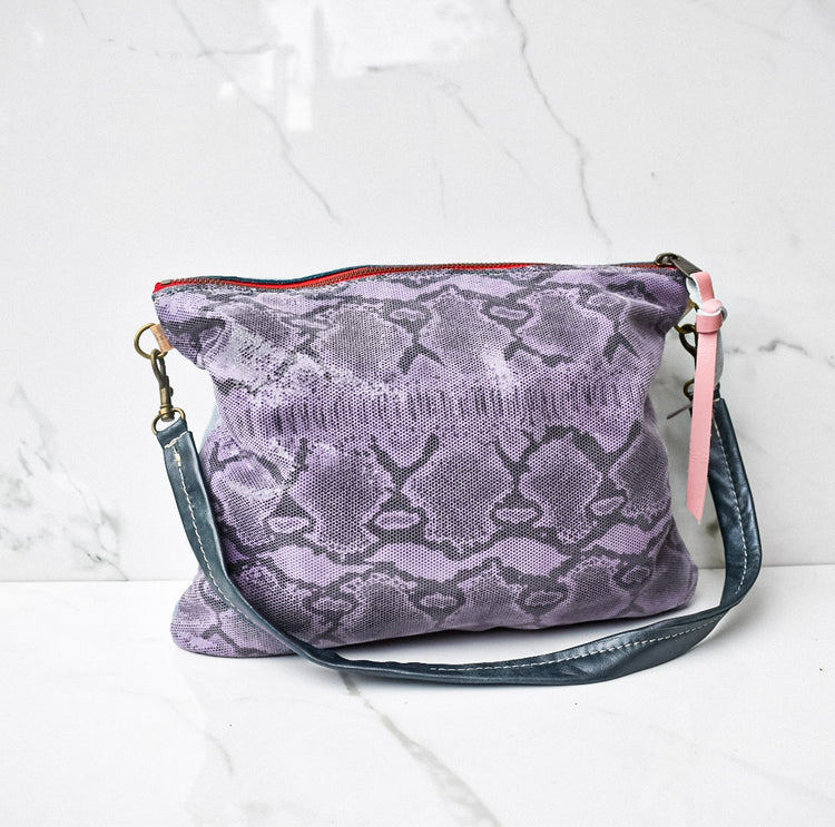 Mini Vivi Purple Snake/Blue Crossbody