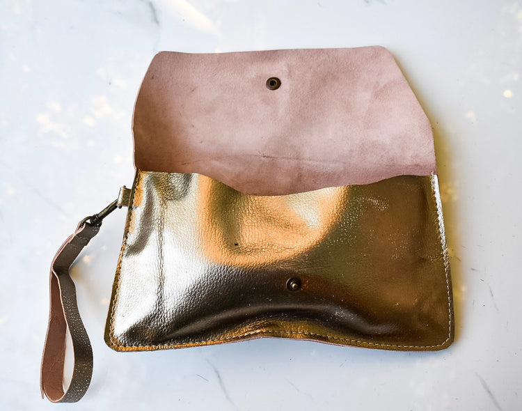 Addison Bronze Wristlet Clutch