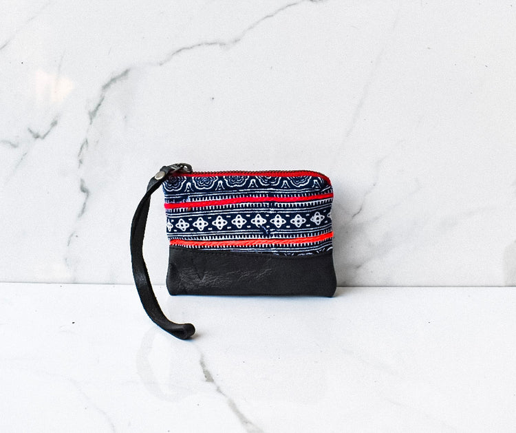 Stainglass Coin Pouch in Black Leather