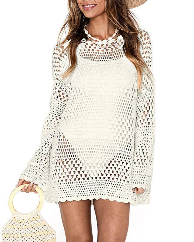 Cut-Out Flared Sleeves Beach Cover-Up