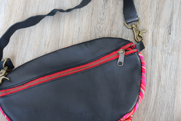 Fanny Pack- Thai Stripe Black Leather