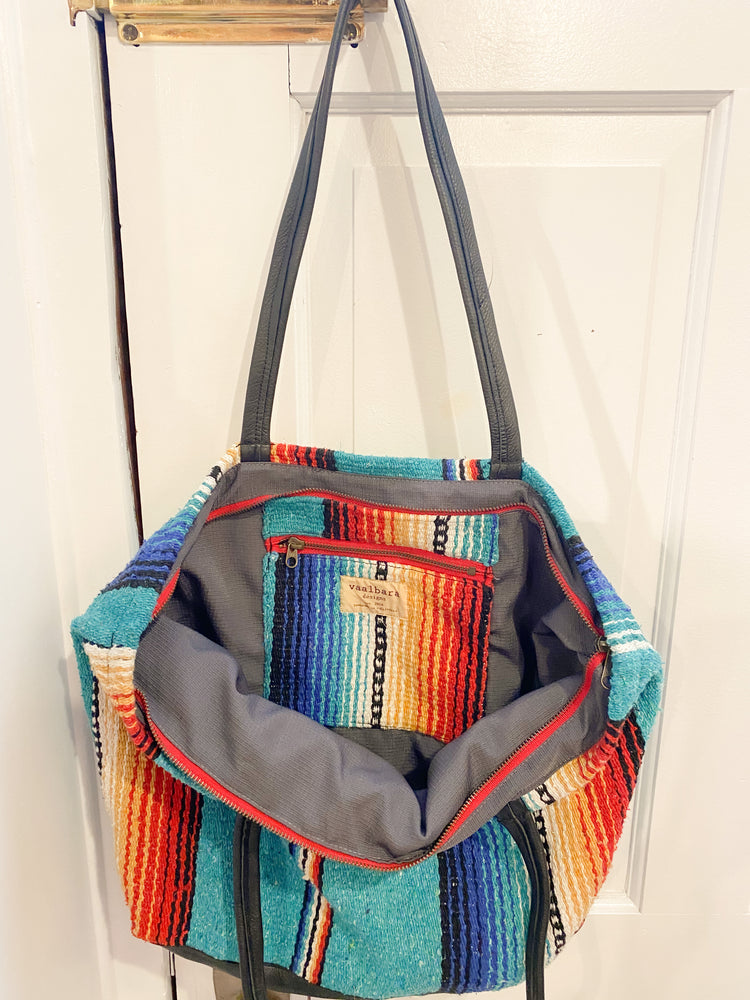 Texas Turquoise Weekender in Black Leather