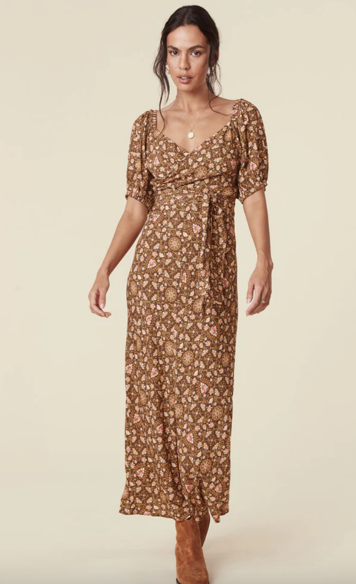 Madame Peacock Sweetheart Dress- Coffee