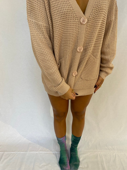 Waffle Button Down Sweater