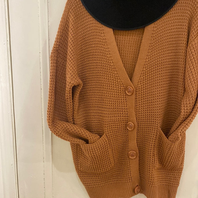 Waffle Button Down Sweater