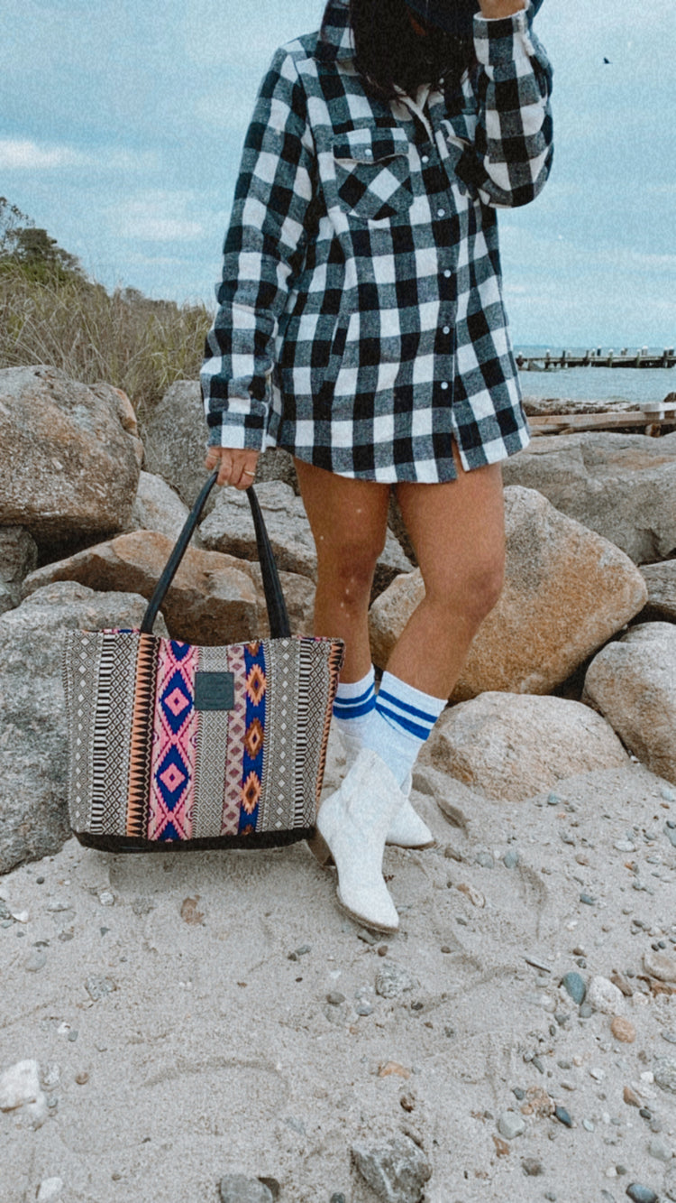 Paloma Weekender in Black Leather