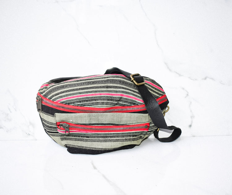 Fanny Pack- Aquinnah Green in Black Leather