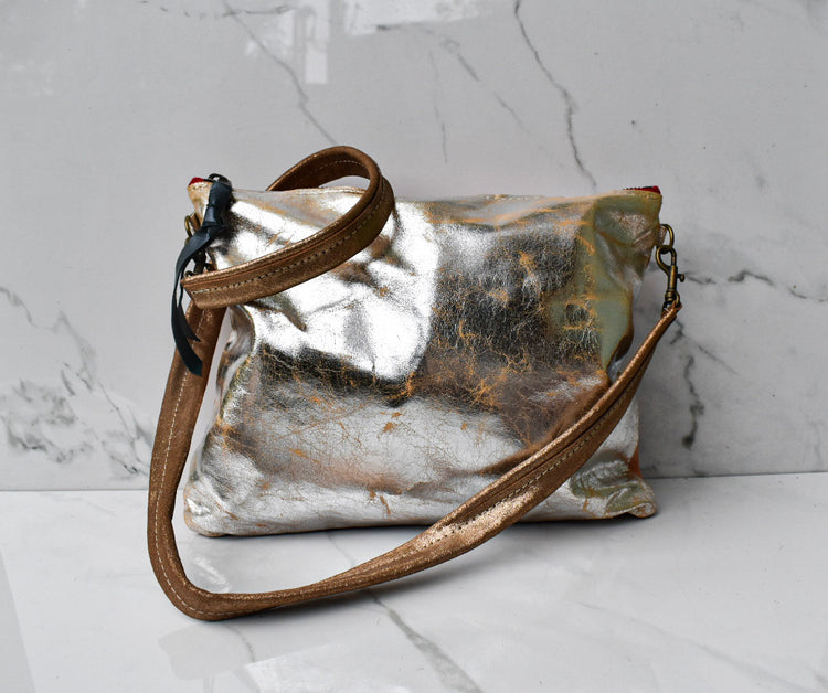 Vivi Cracked Gold/Blue Crossbody