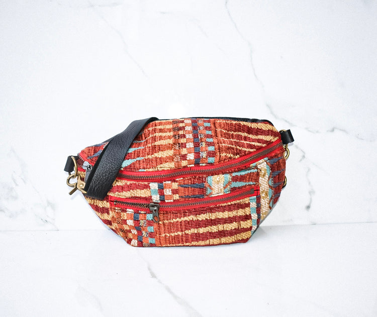 Fanny Pack- Tumeric in Black Leather