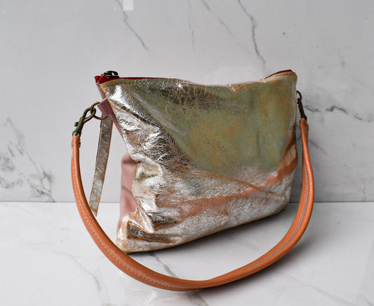 Vivi Cracked Gold/Pink Crossbody