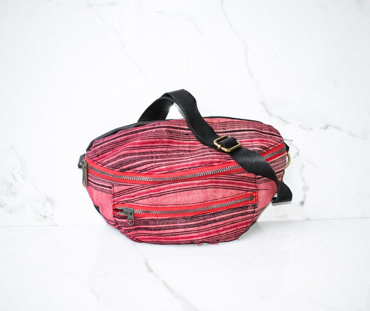 Fanny Pack- Aquinnah Pink in Black Leather