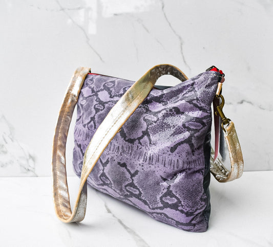 Vivi Purple Snake/Navy Crossbody