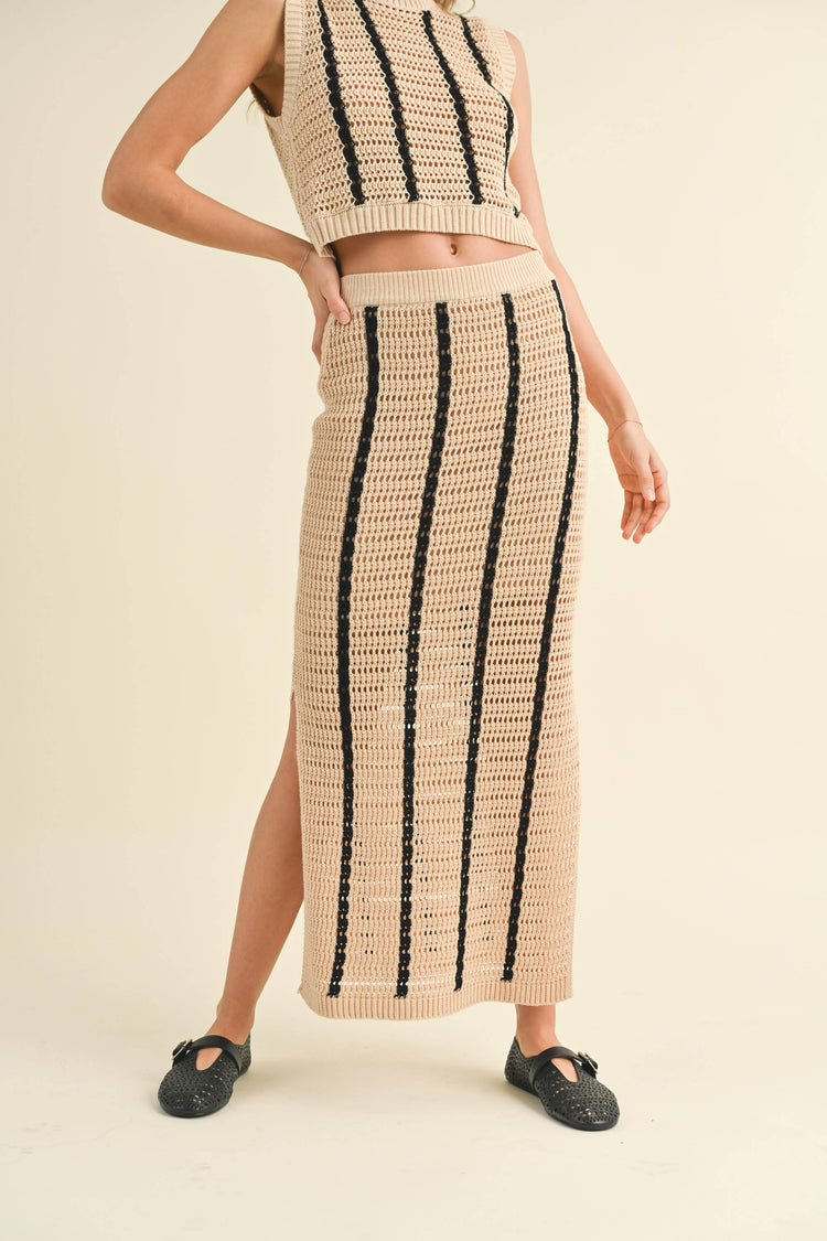 Striped Crochet Knitted Long skirt