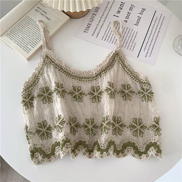 Embroidered Cotton Linen Summer Tank Top