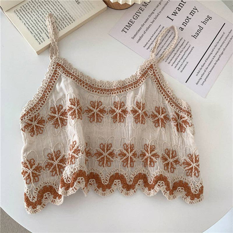 Embroidered Cotton Linen Summer Tank Top