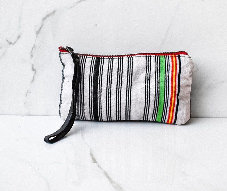 White Stripe Clara Clutch