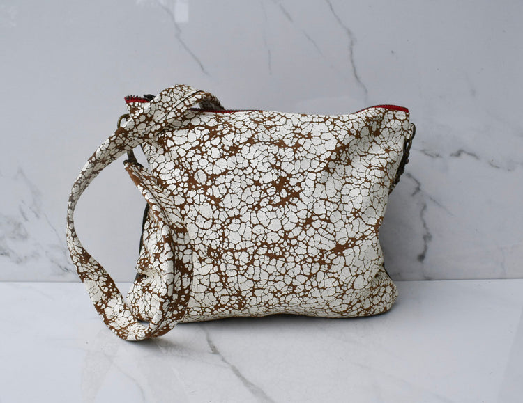 Mini Vivi Cracked White/Cracked Gold Crossbody