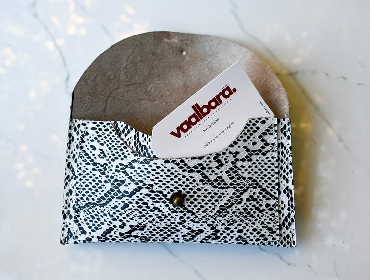 Lani Black/White Snake Leather Wallet