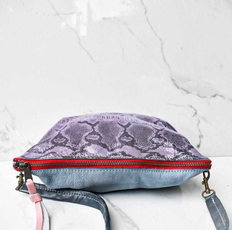 Mini Vivi Purple Snake/Blue Crossbody