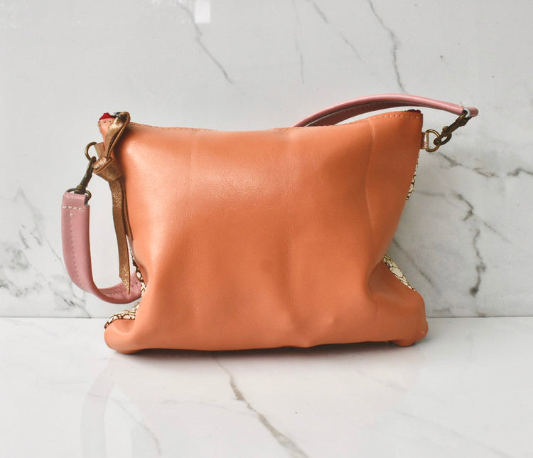 Mini Vivi Peach/Cracked White Crossbody