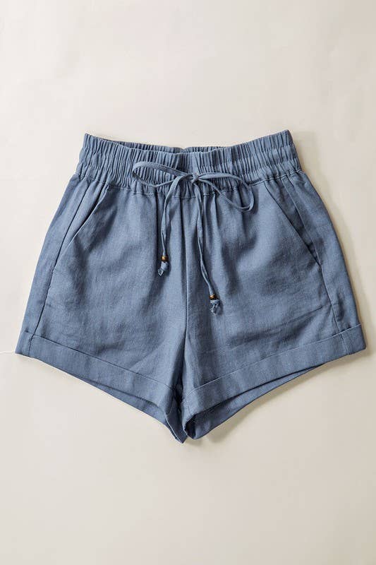 Linen Type Waistband Shorts - String Tie