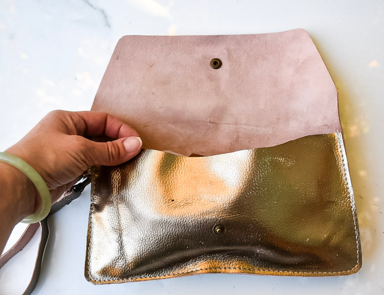 Addison Bronze Wristlet Clutch