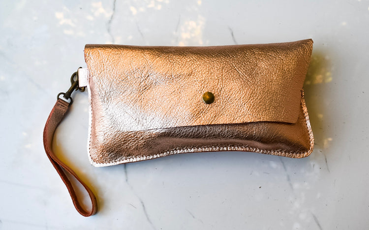 Addison Rose Gold Wristlet Clutch
