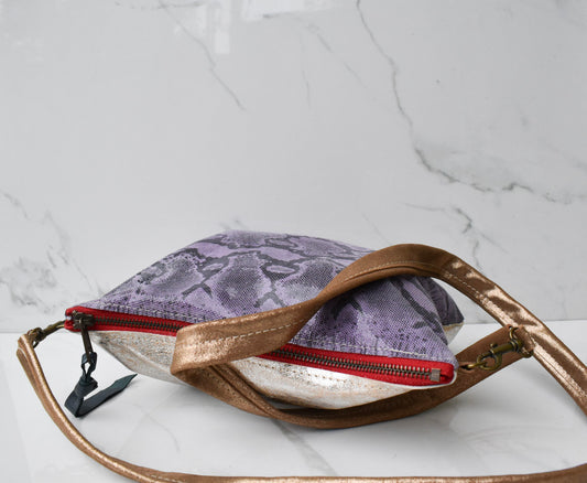 Vivi Purple Snake/Cracked Gold Crossbody