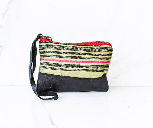 Aquinnah Green Coin Pouch in Black Leather