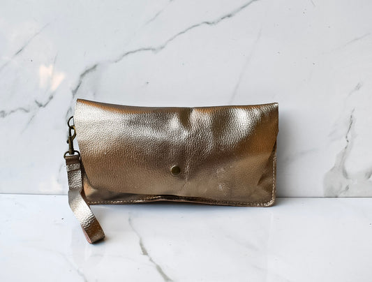 Addison Bronze Wristlet Clutch