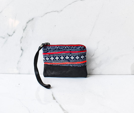 Stainglass Coin Pouch in Black Leather