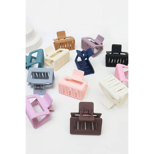 Matte Color Rectangle Medium Hair Clip