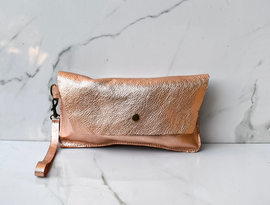Addison Rose Gold Wristlet Clutch