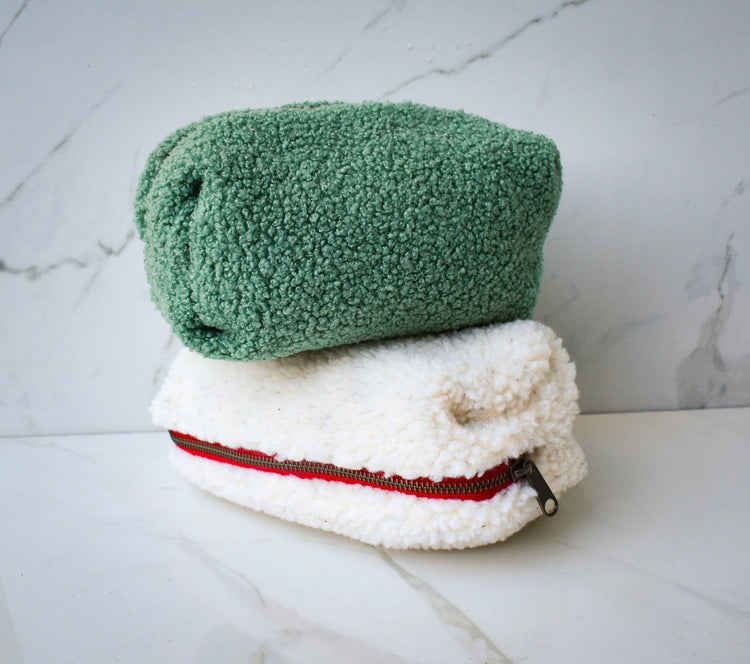 Carly Cosmetic Clutch in Sherpa White