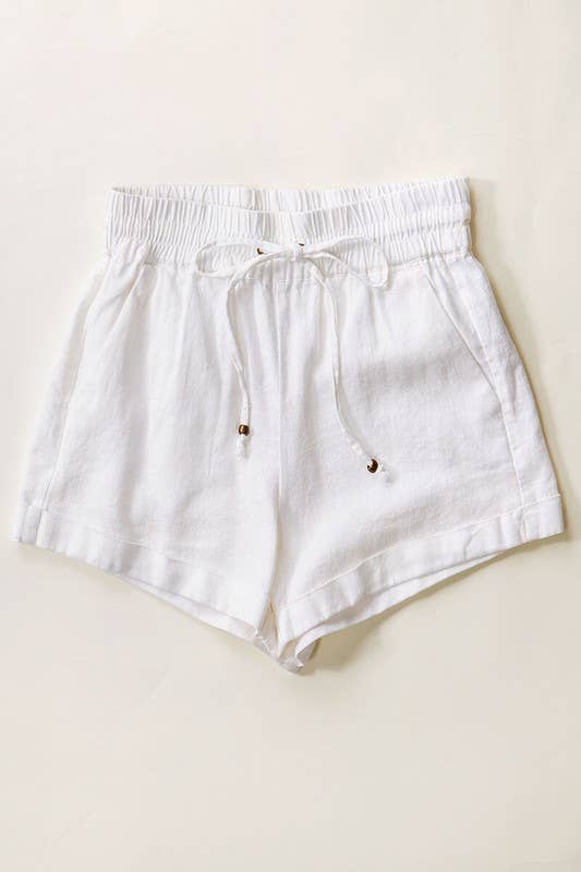 Linen Type Waistband Shorts - String Tie