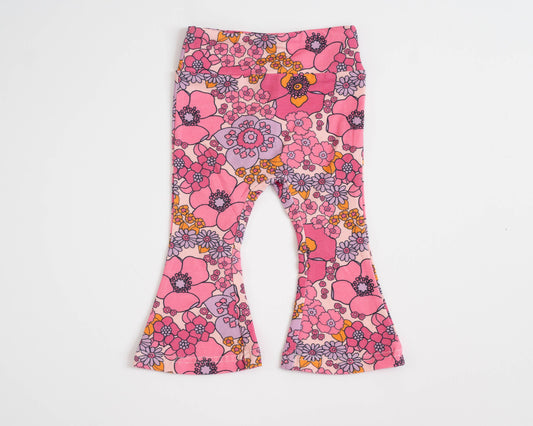 Purple Retro Floral Bell Bottoms for Baby