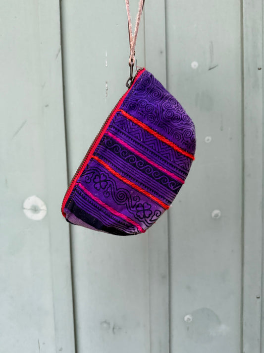 Harlow Moon in Patong Purple with Brown Leather Wristlet