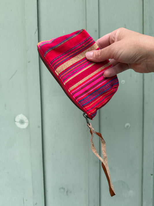 Harlow Moon in Thai Stripe with Brown Leather Wristlet