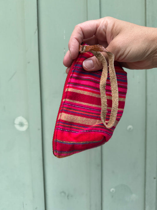 Harlow Moon in Thai Stripe with Brown Leather Wristlet