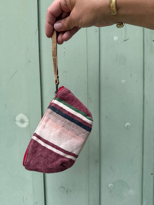 Harlow Moon in Serape Red with Brown Leather Wristlet