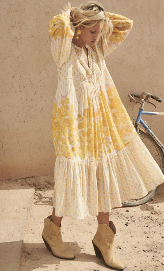 Spell Designs - Yellow Rose Boho Midi Dress