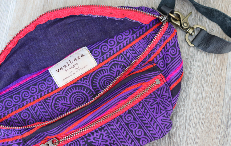 Fanny Pack-Purple Patong in Black Leather
