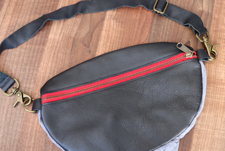 Fanny Pack- Chambray in Black Leather