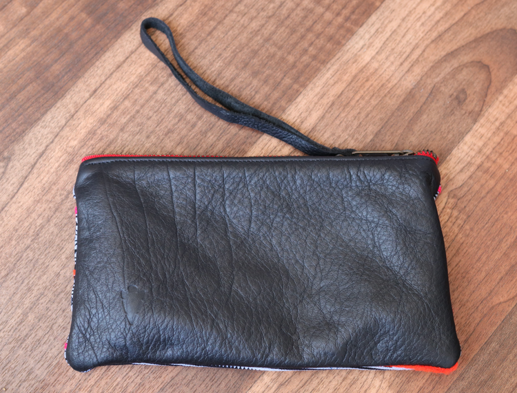 Stainglass Clara Clutch in Black Leather