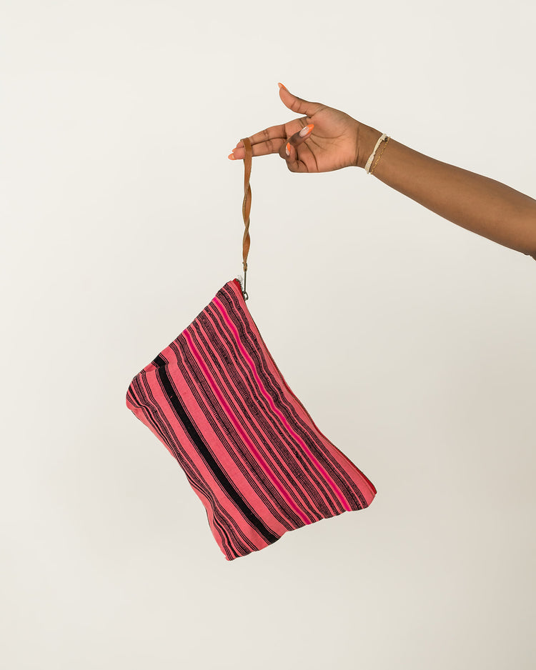 Haven Moon in Hot Pink Aquinnah with Brown Leather Wristlet