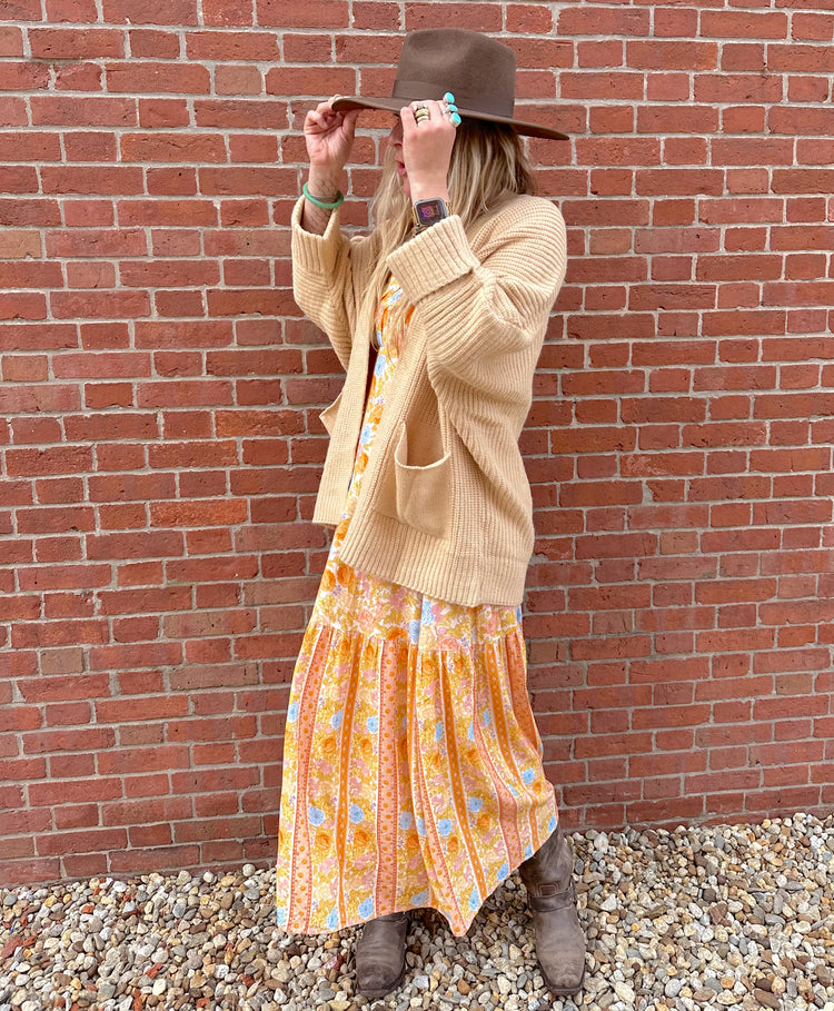 Apricot - Open Cardigan with Pockets