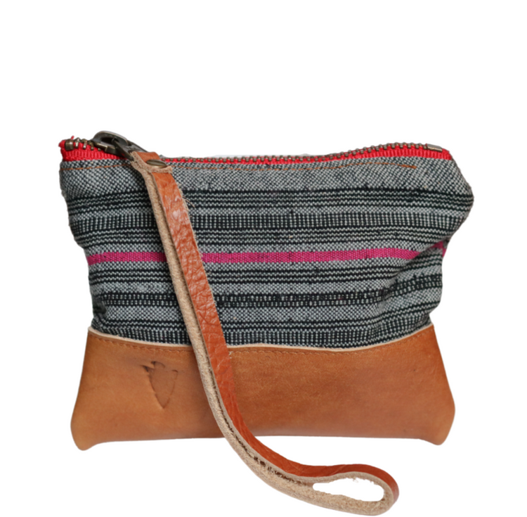 Aquinnah Grey Coin Pouch in Brown Leather
