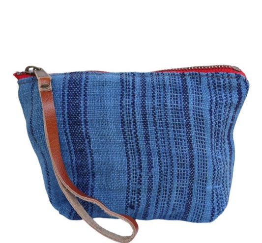 Harlow Moon in Aquinnah Blue with Brown Leather Wristlet