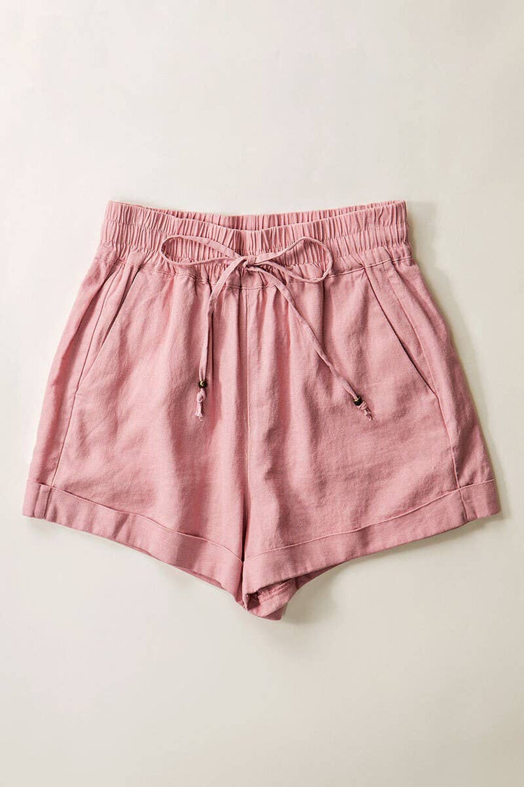 Linen Type Waistband Shorts - String Tie